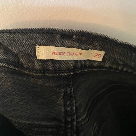 Levi's Wedgie Straight Black Gray Button Fly High Waisted Jeans Women's size 29 - Picture 3 of 14